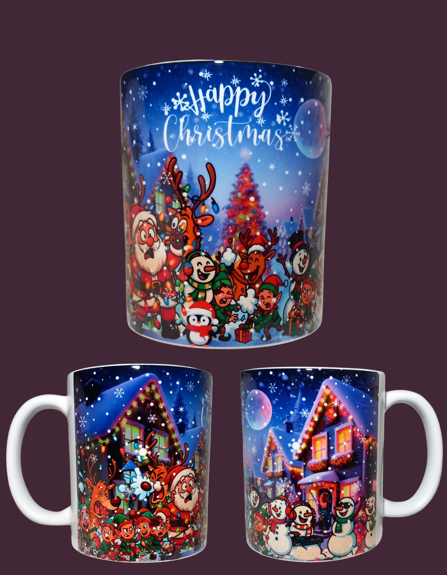 Merry Christmas snowball fight mug