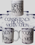 "Consistency beats motivation" quote 11oz white mug