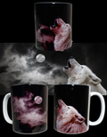 Wolf howling to a full moon 11oz mug
