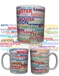 English cities/towns 110z mug