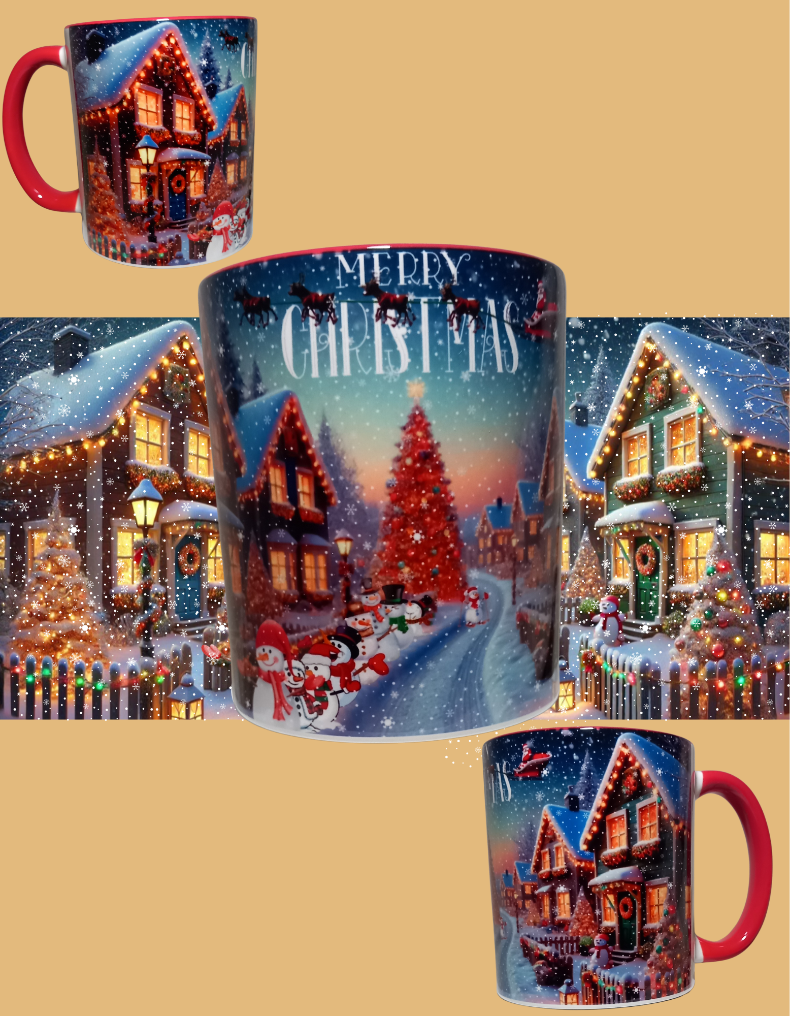 Merry Christmas Snowmen get together doing conga