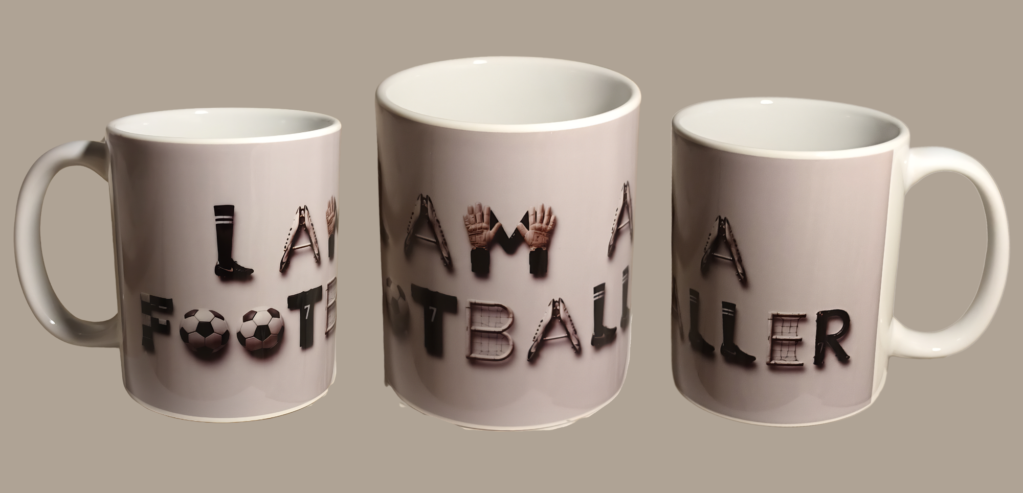 " I am a footballer" mug